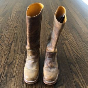 Frye Boots - Distressed Leather in Tan. Size 6 1/2